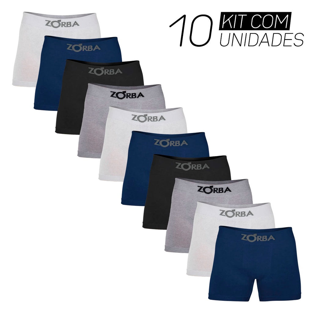 Kit 10 Cuecas Boxer Zorba de Algodão Sem Costura Original